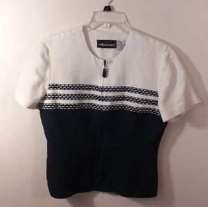 K199, Sag Harbor Dress, black  white zipper front